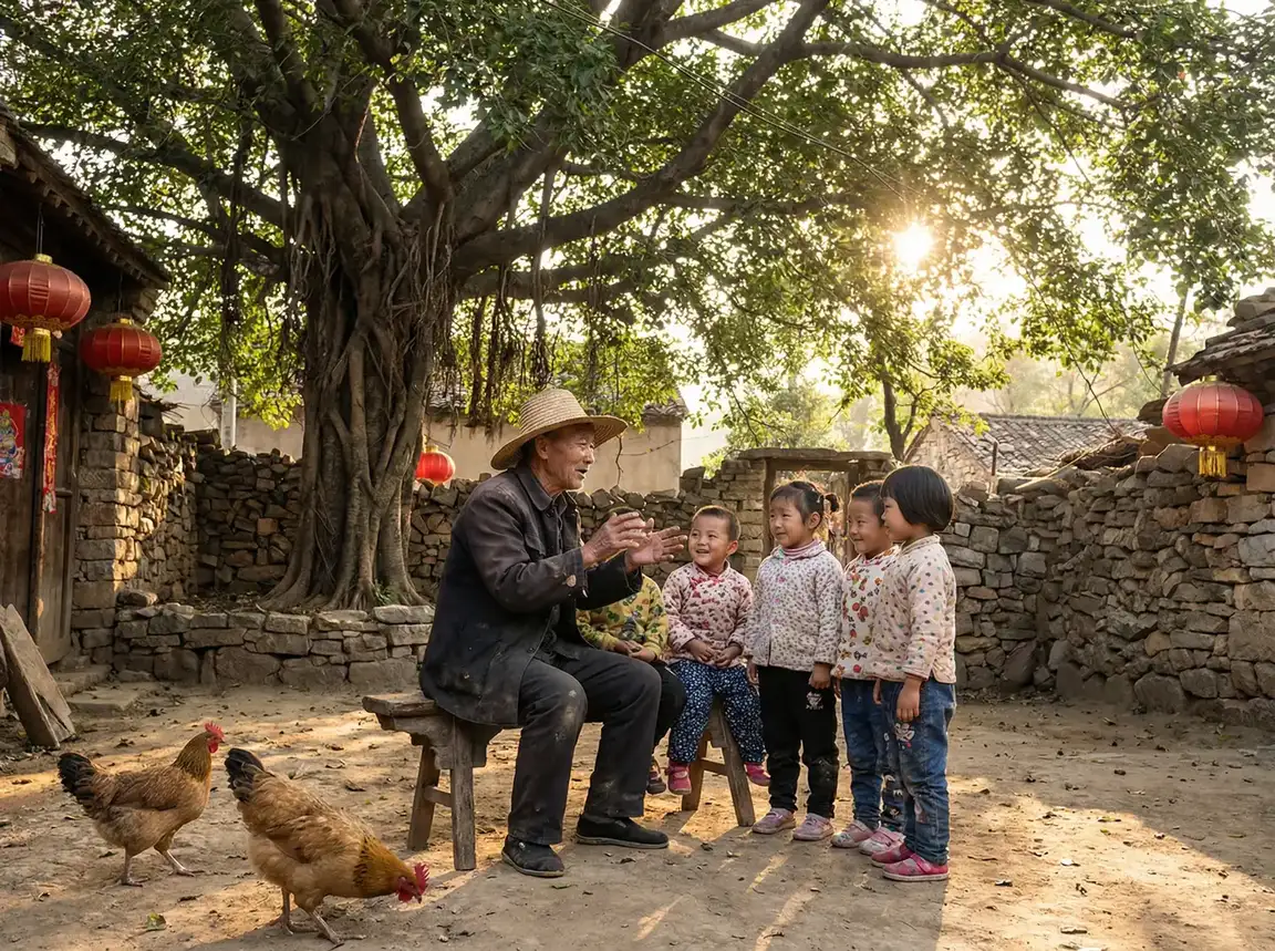 老人在大榕树下给孩子们讲故事 - 2020年最新国产精品正在播放 乡村记忆
